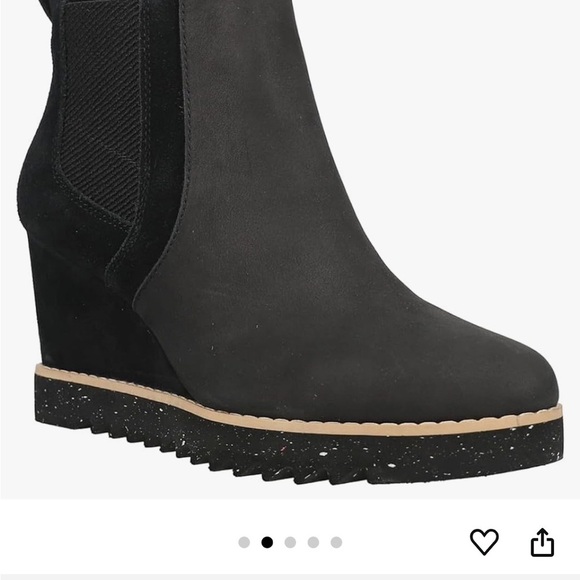 🆕Toms Maddie Black Genuine Leather Shoes with Platform Sole NWT - Desert wedge - Picture 5 of 7